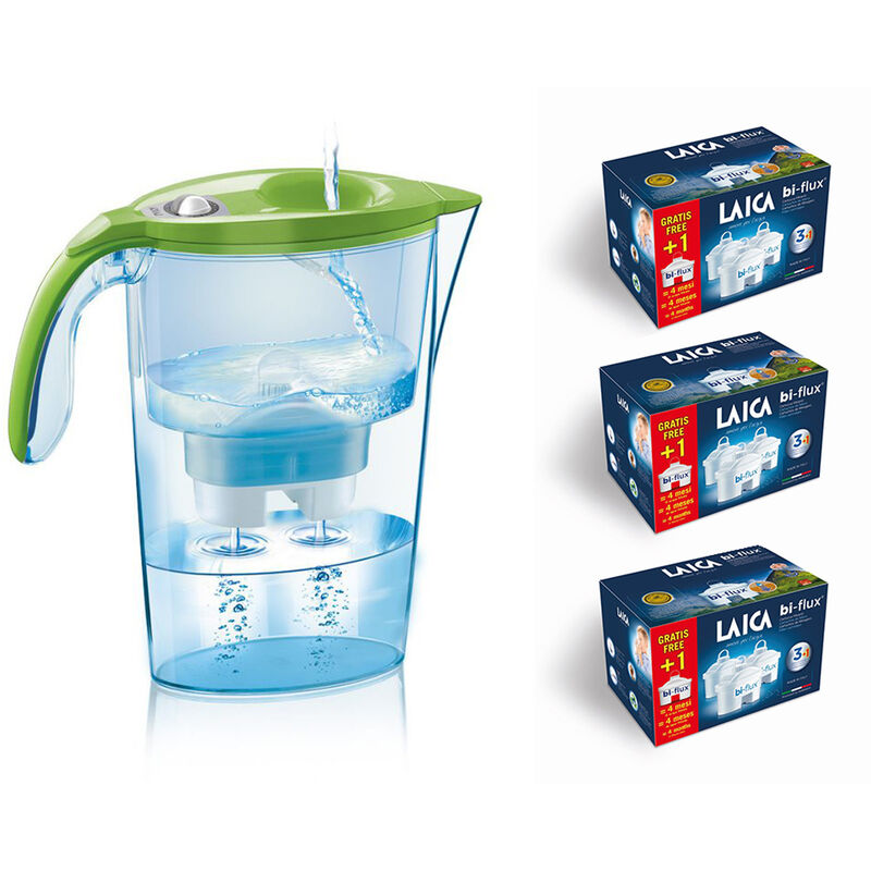 

Jarra filtrante stream mecanica j31-ca verde de 2,3 L con 12 filtros bi-flux en color blanco