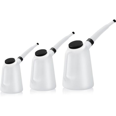 Jarras de medición con cuello flexible y tapa compatible con combustible, liquido frenos, 1 L, 3 L y 5 litros, pack de 3