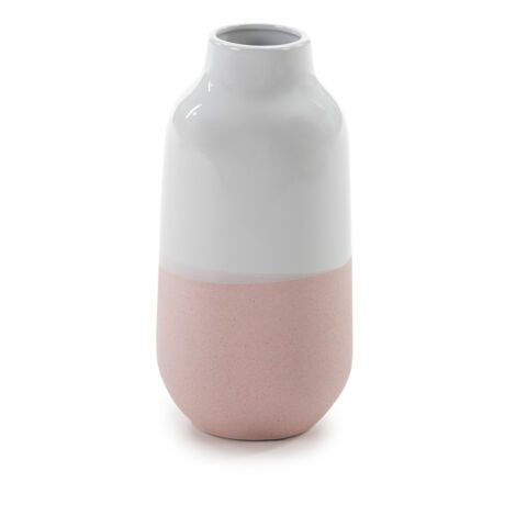 Jarron 15X15X30 Ceramica Blanco/Rosa