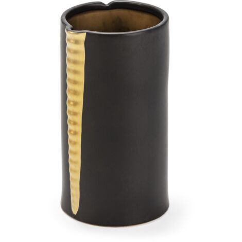 Jarron 17X16X31 Ceramica Negro/Dorado