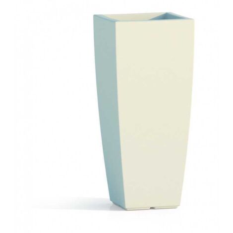 Jarrón alto de diseño moderno de 39x39 cm y 90 cm de alto, fabricado en polímero blanco resistente para interiores y exteriores Monacis.