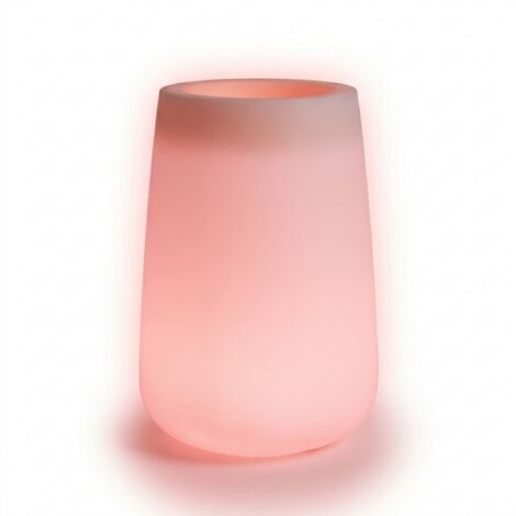 Jarrón alto, moderno y de diseño, Ø43 x H75 cm, en polímero resistente con LED rojo, para interiores y exteriores - Hecho en Italia - Monacis