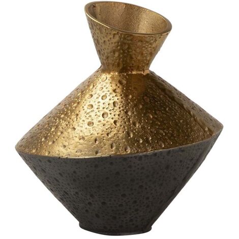 Jarron Aluminio Negro / Dorado 22X22X23 Cm