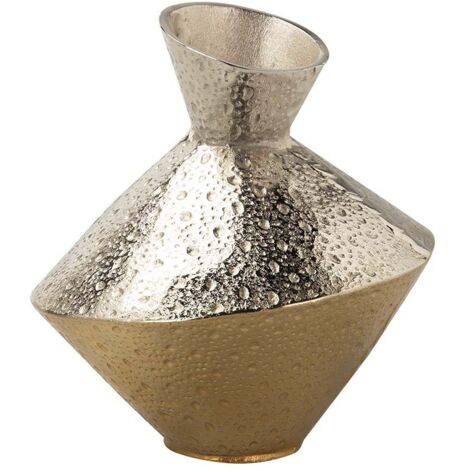 Jarron Aluminio Plateado / Dorado 23X23X22 Cm