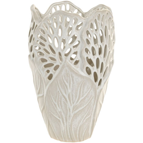 Jarron Ceramica 23X23X36 Hoja Blanco