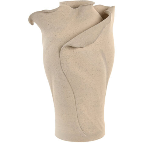 Jarron Ceramica 24X24X37 Organico Artesanal Blanco