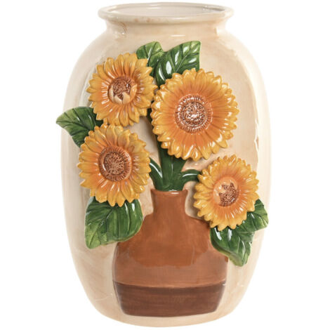 Jarron Ceramica 26X26X34 Girasol Amarillo