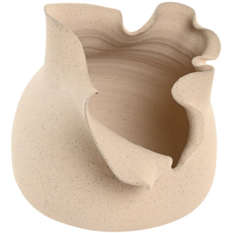 Jarron Ceramica 27X22X22 Organico Artesanal Blanco