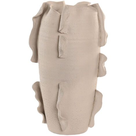Jarron Ceramica 27X27X47 Organico Artesanal Blanco