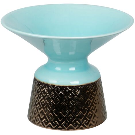Jarron Ceramica Azul Dorado 30X30X24 Cm