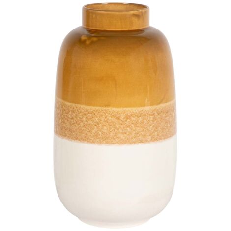 Jarron Ceramica Beige Amarillo 24X24X41 Cm