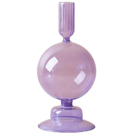 Jarrón como decoración de mesa – Esfera de cristal morado moderna para una decoración elegante, regalo ideal para el hogar – 18 x 2,5 cm