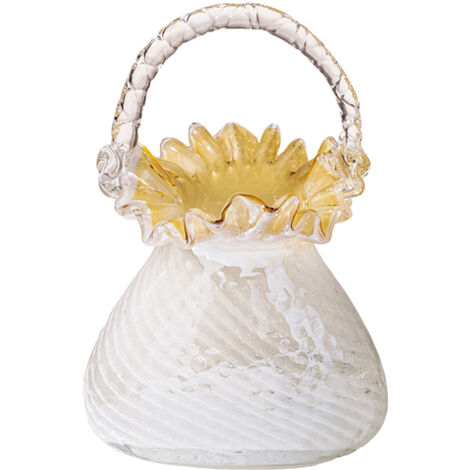 Jarrón con forma de bolso – Centro de mesa de cristal blanco – 1 pieza