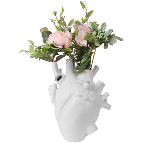 Jarrón con forma de corazón, decoración de mesa de resina hecha a mano, negro/rojo/blanco, 25 cm, idea de regalo para el hogar, bodas, Día de la Madre.