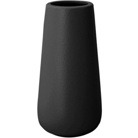 Jarrón cónico de cerámica negra de 20 cm de altura para pampas, jarrón decorativo alto moderno para centro de mesa Deco