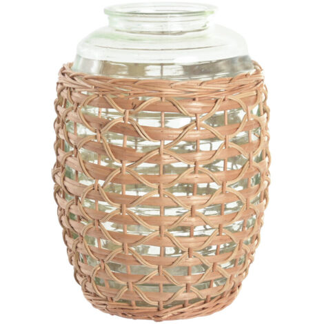 Jarron Cristal Mimbre 31X31X43 Natural Verde