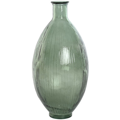 Jarron Cristal Reciclado 30X30X59 Rayado Verde