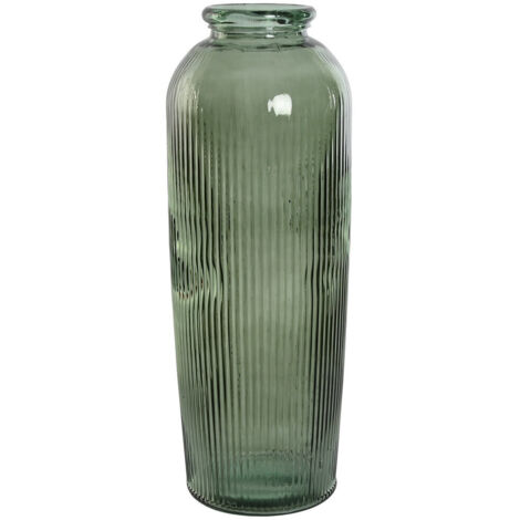 Jarron Cristal Reciclado 30X30X72 Rayado Verde