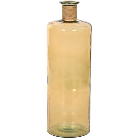 Jarron Cristal Reciclado Cuerda 25X25X75 Amarillo