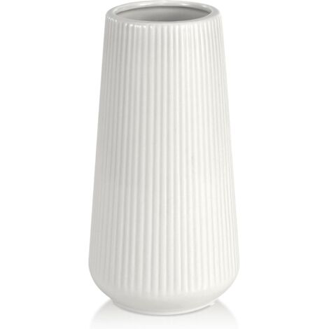 Jarrón de cerámica blanca, un pequeño y bonito jarrón para flores de hierba de la pampa, ideal para el hogar, la sala de estar, la mesa o la estantería.