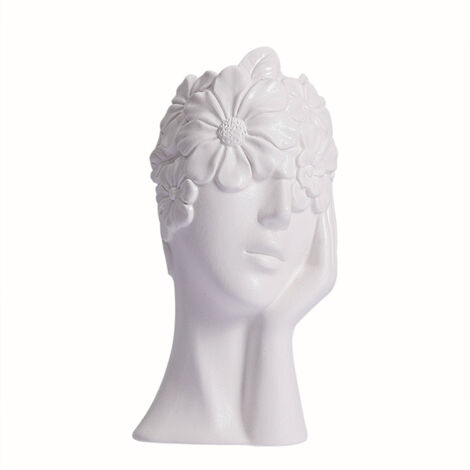 Jarrón de cerámica con forma de mujer – Escultura blanca con flores secas para decoración boho-chic, 4 tamaños (de 24 x 13 x 12 cm a 20 x 9 x 10 cm) para salón, oficina, regalo artesanal