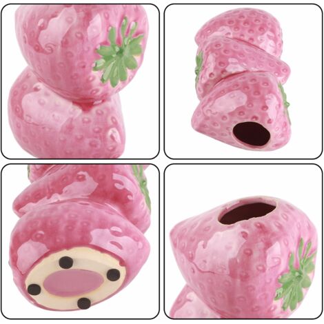 Jarrón de cerámica de diseño – Jarrón decorativo rojo con forma de fresa para bodas y baby showers (cerámica, 20,5 cm)