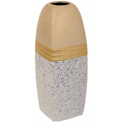 Jarrón de cerámica dorado 11,5x11,5x31