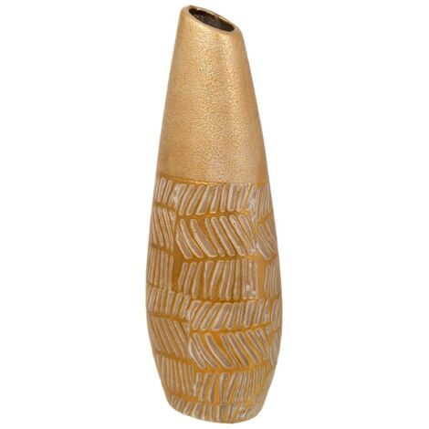 Jarrón de cerámica dorado 12x7x35