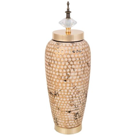 Jarron de ceramica  dorado, D14x40h cm