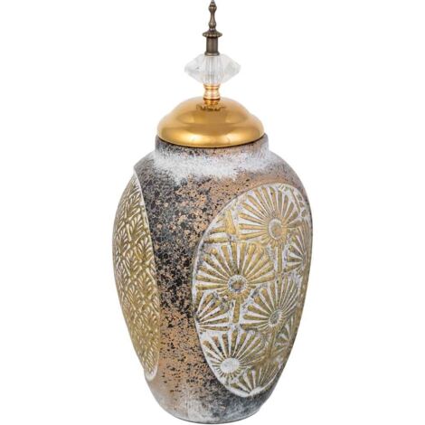Jarrón de cerámica  dorado, d17,5x36h cm