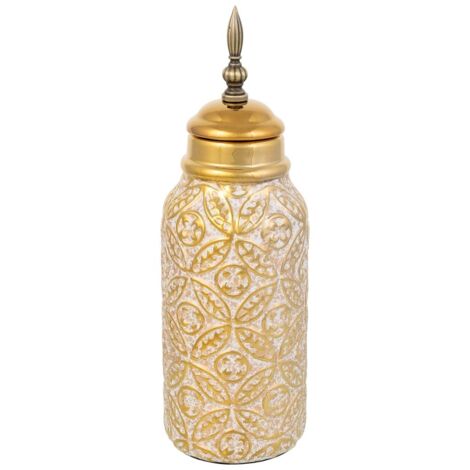 Jarron de ceramica  marrón, D12x37h cm