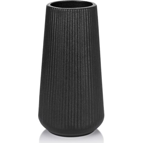 Jarrón de cerámica negra, un pequeño y bonito jarrón para flores de hierba de la pampa, ideal para el hogar, la sala de estar, la mesa o la estantería.