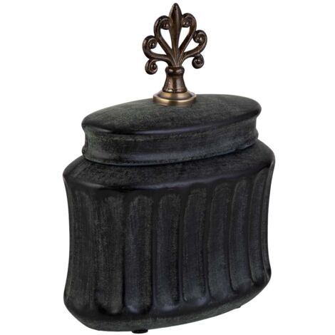 Jarrón de cerámica  negro, 18,5x10,5x24h cm