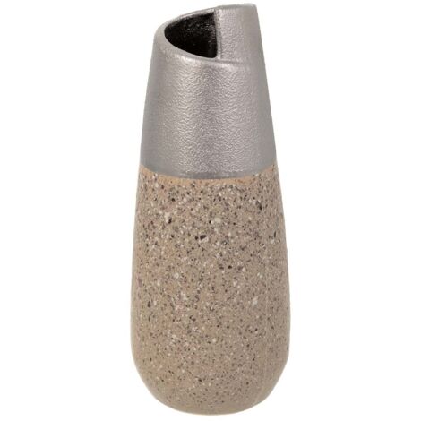Jarrón de cerámica plateado 12,5x12,5x28
