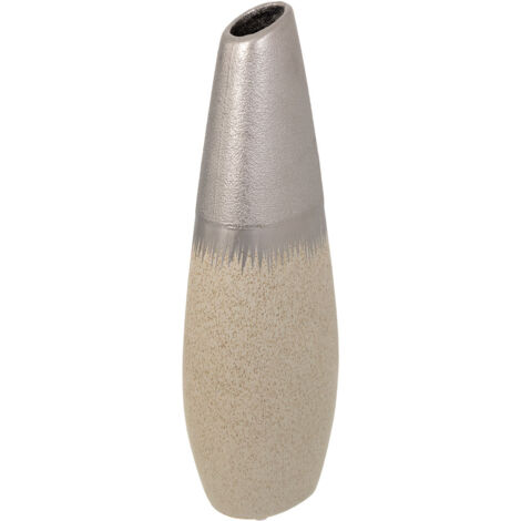 Jarrón de cerámica plateado 12x7x35
