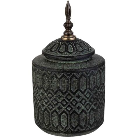 Jarron de ceramica verde, D15,5x31h cm
