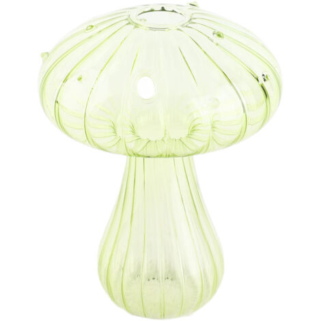 Jarrón de cristal con forma de seta – Bonito jarrón hidropónico para plantas y como elemento decorativo, tamaño 12 x 9 cm, cristal grueso, transparente, regalo ideal para el salón, 70 g
