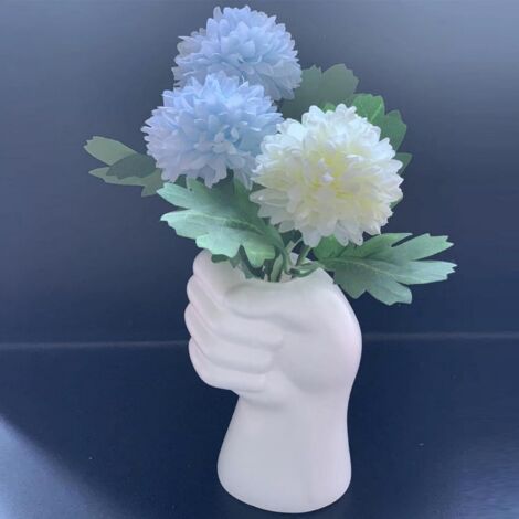 Jarrón de flores de plástico duradero hecho a mano, hecho a mano, para arreglos florales modernos en interiores y exteriores, color blanco, 1 pieza