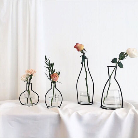 Jarrón de mesa de alambre retro, decorativo nórdico, soporte de metal para plantas, jarrón decorativo de estilo nórdico para el hogar, venta directa, 1 unidad (el cuarto artículo a la derecha en la im
