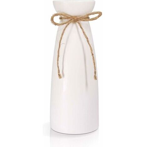 Jarrón de porcelana blanca Ensoleille de 23 cm, decoración de mesa moderna, acabado mate esmaltado, ideal para arreglos florales y fiestas.