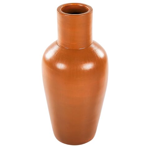 Jarrón de terracota beige 37 cm natural hecho a mano flores artificiales Karfi