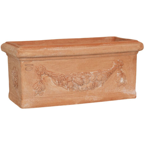 Jarrón de terracota Macetero exterior 61x29x27 cm Made in Italy Maceta para jardín Jardinera de balcón Florero para plantas