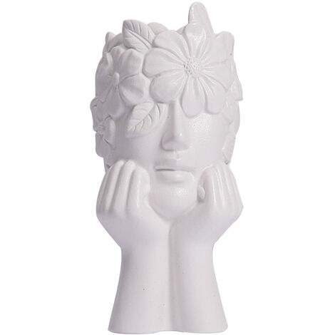 Jarrón decorativo de cerámica blanca con una forma original y femenina: un conjunto único para la decoración del hogar.
