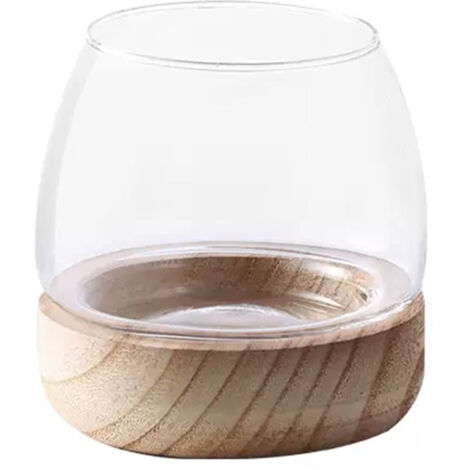 Jarrón decorativo de cristal – GemoHome – Forma esférica – Hecho a mano en 4 tamaños (10, 13, 15, 19 cm) – Blanco – 1 jarrón