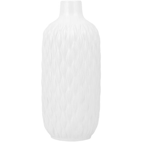 Jarrón decorativo de gres blanco mate 31 cm forma de botella moderno glamuroso Emar