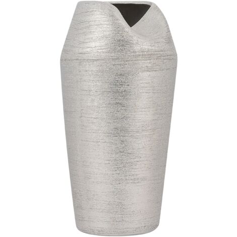 Jarrón decorativo de gres plateado 33 cm mesa glamour accesorio Apamea