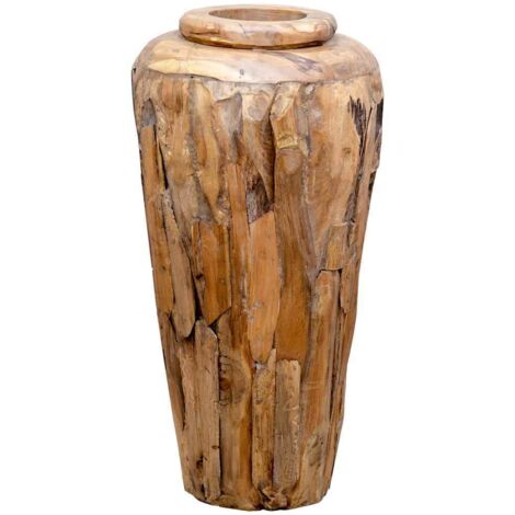 Jarrón decorativo de madera maciza de teca 40x80 cm