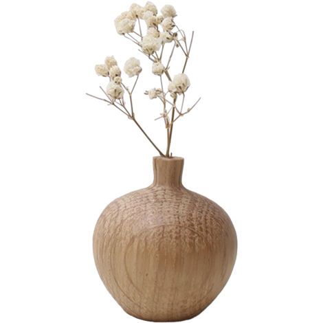 Jarrón decorativo, estilo de diseño C (pequeño, 1 pieza, madera maciza, sin flores) para decoración de interiores con flores secas.