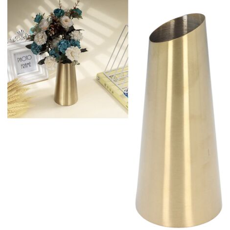 Jarrón decorativo V304 – Jarrón de diseño minimalista fabricado en acero inoxidable 304 chapado en oro, de forma cónica, ideal para el hogar y la oficina.