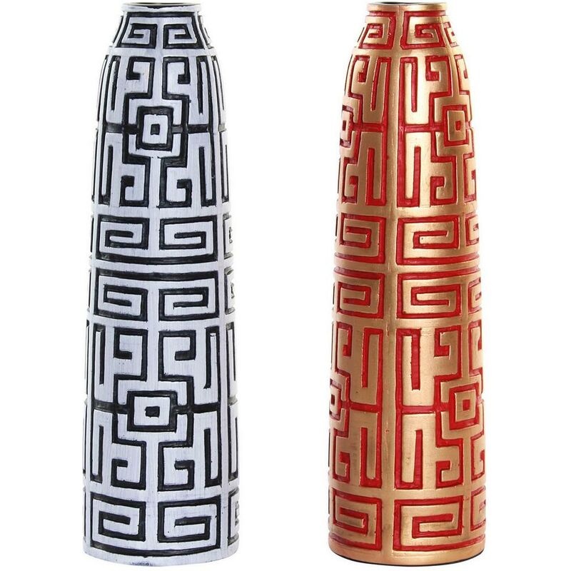 

Jarrón DKD Home Decor Azul Rojo Resina Oriental (2 pcs) (10 x 10 x 36 cm)